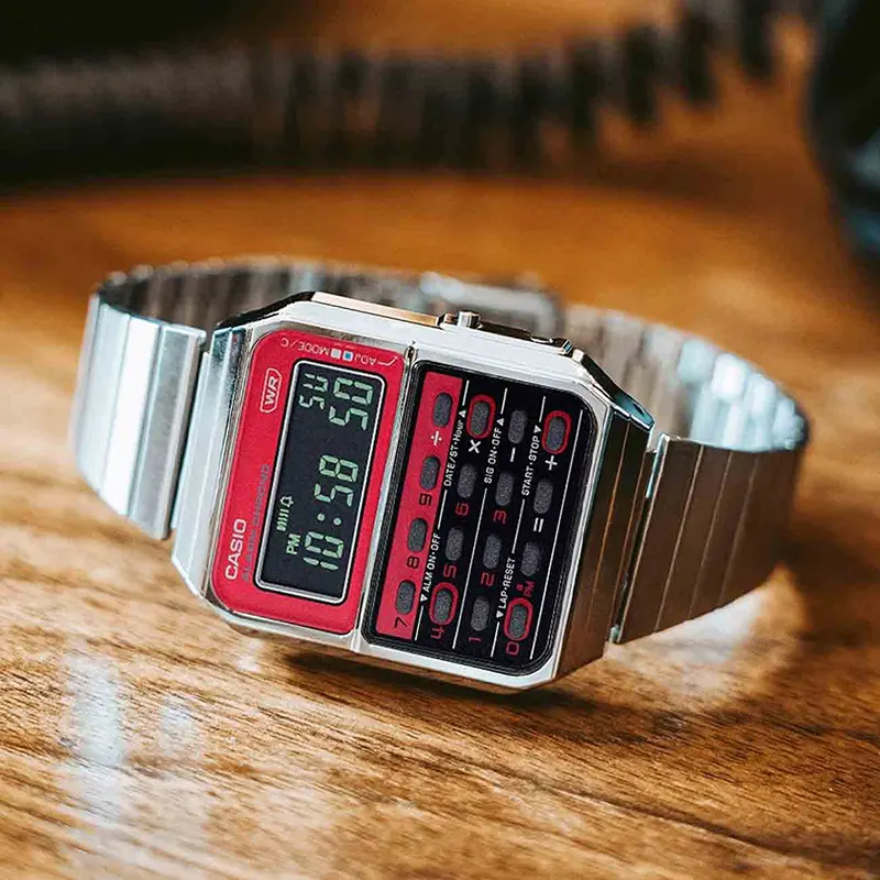 Casio Data Bank Red Dial Men's Watch- CA-500WE-4BDF